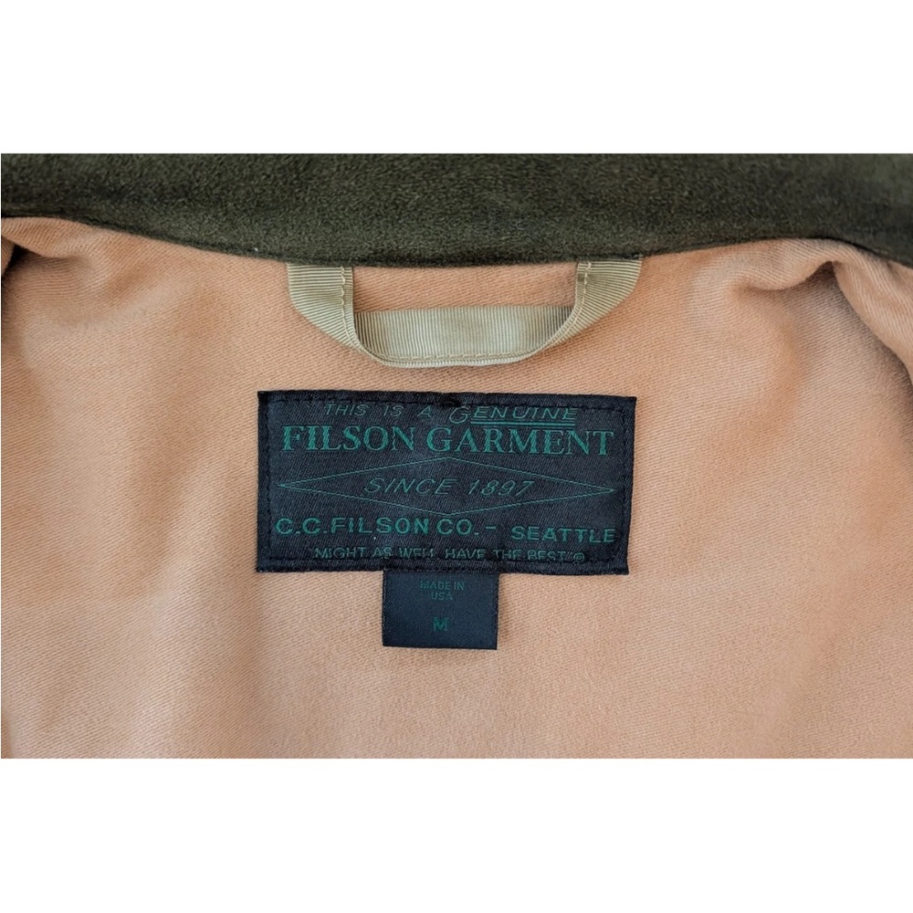 RARE Filson Greenwood Green Wool Cruiser Jacket Medium Moleskin Lined Coat USA - Picture 16 of 16